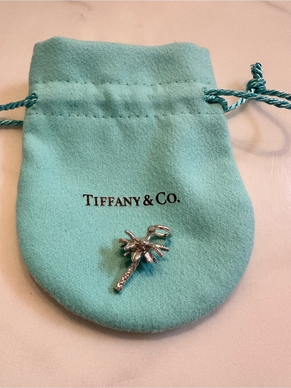 Tiffany & Co. Silver Palm Tree Charm with Tiffany Blue Pouch
